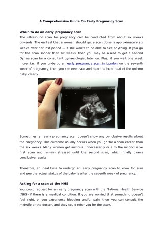 A Comprehensive Guide On Early Pregnancy Scan