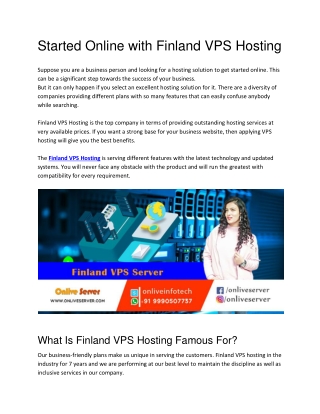 Finland VPS Server Hosting - Onlive Server