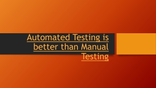 Manual Testing VS Automation Testing