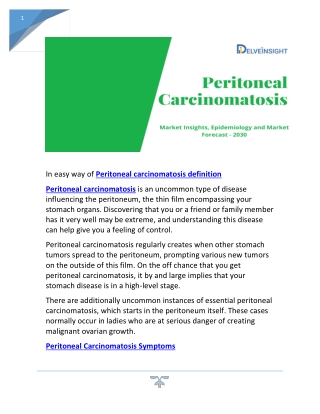 Peritoneal Carcinomatosis market