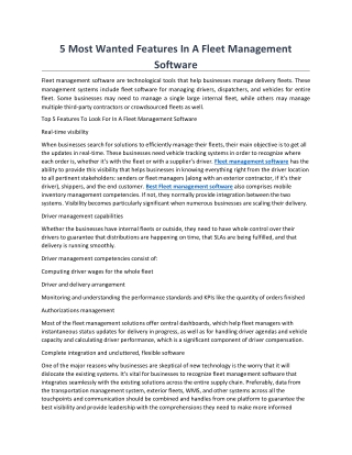 5 Most Wanted Features In A Fleet Management Software