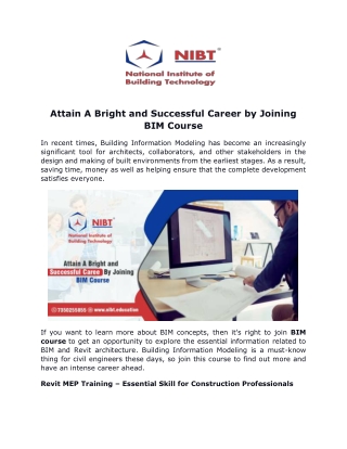 Attain A Bright and Successful Career by Joining BIM Course