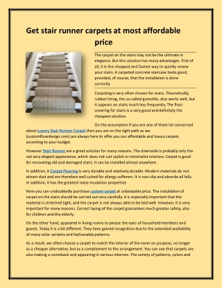 Get stair runner carpets at most affordable price