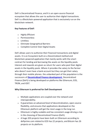 What is the Aim of DeFi Development?
