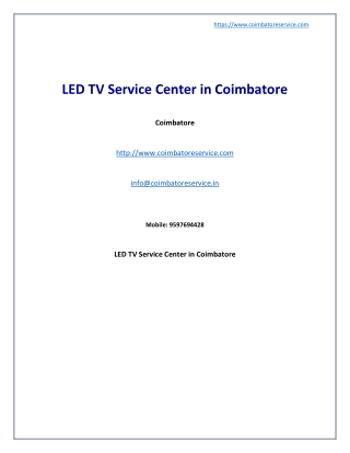 LED TV Service Center in Coimbatore