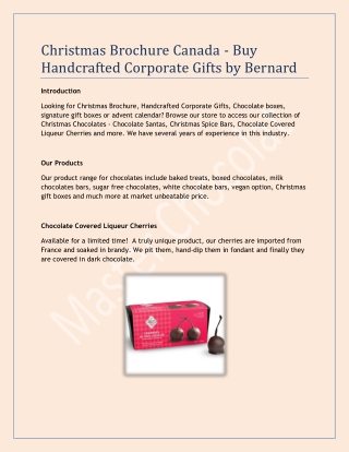 Christmas Brochure Canada - Buy Handcrafted Corporate Gifts by Bernard