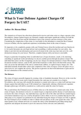 What Is Your Defense Against Charges Of Forgery In UAE?