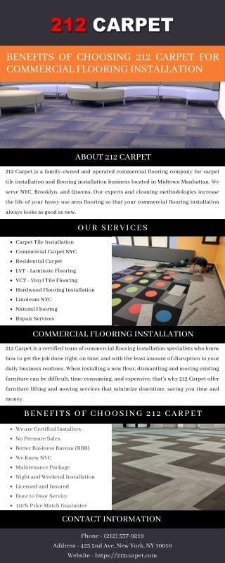 Benefits of Choosing 212 Carpet for Commercial Flooring Installation