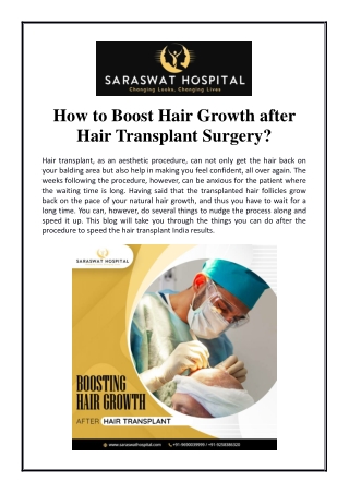 How to Boost Hair Growth after Hair Transplant Surgery?