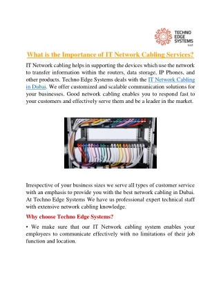 What is the Importance of IT Network Cabling Services?