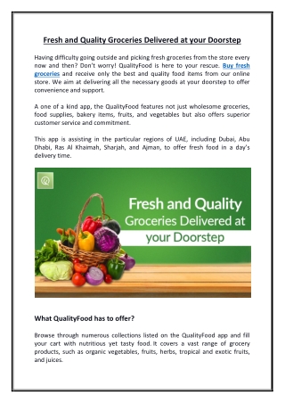 Fresh and Quality Groceries Delivered at your Doorstep