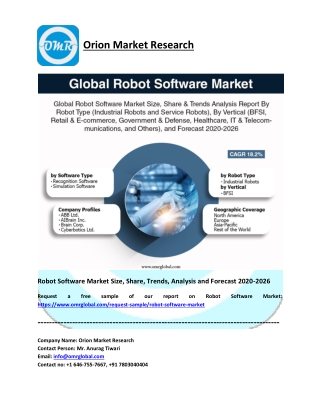 Robot Software Market Size, Share, Trends, Analysis and Forecast 2020-2026