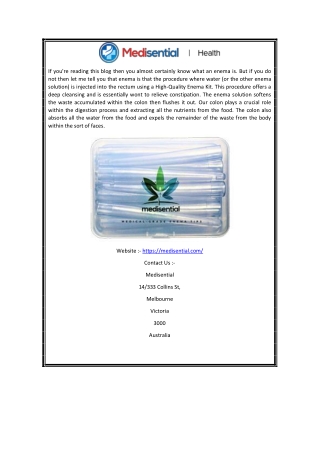 Buy Best Enema Bag Kit Online | Medisential.com