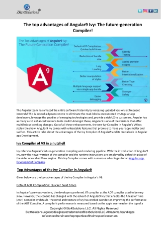 Top Advantages of the Angular 9 Ivy Compiler