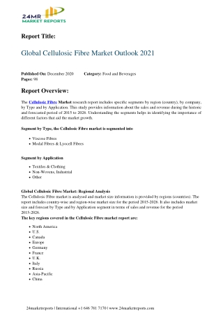 Cellulosic Fibre Market Outlook 2021