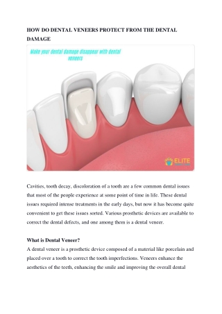 HOW DO DENTAL VENEERS PROTECT FROM THE DENTAL DAMAGE