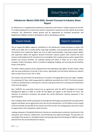 Afterburner Market 2020-2026; Growth Forecast & Industry Share Report