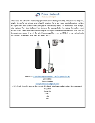 Oxygen Cylinder for Home | Primehealers.com