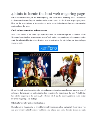 Online Sports Odds Community in Singapore | Ab88forum.com
