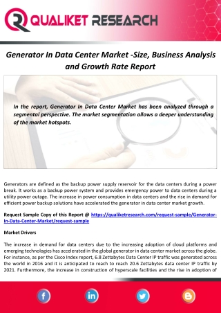 Generator In Data Center Market Size, Trends and Forecast Report to 2027