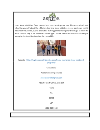Fresno Outpatient Drug Rehab | Aspirecounselingservice.com