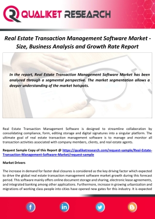Real Estate Transaction Management Software Market Forecast Report to 2027