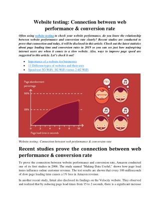 Website testing: Connection between web performance & conversion rate