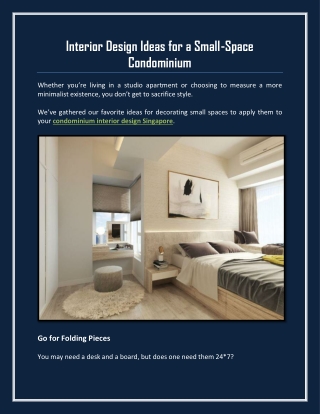 Interior Design Ideas for a Small-Space Condominium