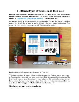 11 Different types of websites and their uses
