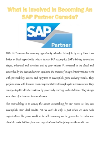 What Is Involved In Becoming An SAP Partner Canada?