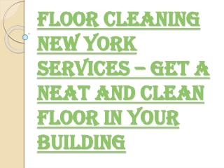 Advantages of Hiring the Floor Cleaning New York Services