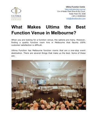 What Makes Ultima the Best Function Venue in Melbourne?