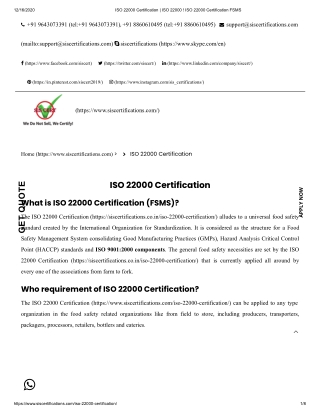 How does ISO 22000 Certification support to food supply business?