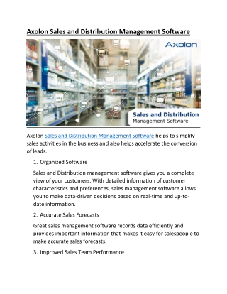 Axolon Sales and Distribution Management Software