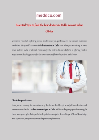 Essential Tips to find the best doctors in Delhi across Online Clinics