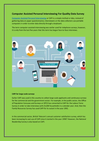 Computer Assisted Personal Interviewing For Quality Data Survey