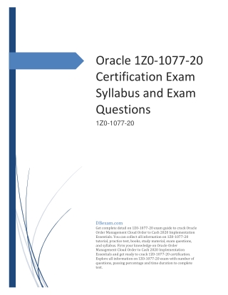 Oracle 1Z0-1077-20 Certification Exam Syllabus and Exam Questions