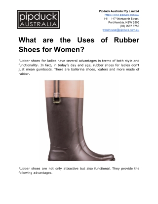 What are the Uses of Rubber Shoes for Women?