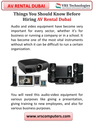 Things Should Know Before Hiring Av Rental Dubai