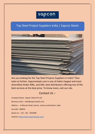 Steel Plate Supplier | Sapcon Steels