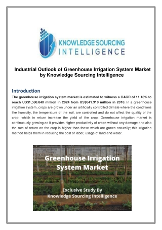 Exclusive Study on Greenhouse Irrigation System Market