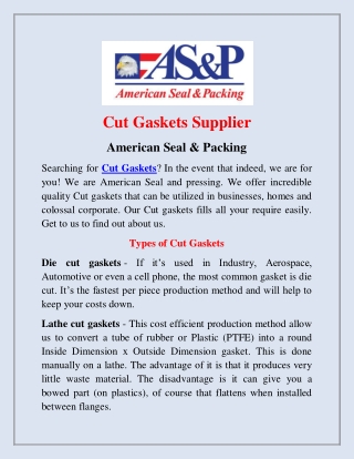 Cut Gaskets Supplier | American Seal & Packing