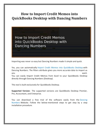 How to Import Credit Memos into QuickBooks Desktop with Dancing Numbers