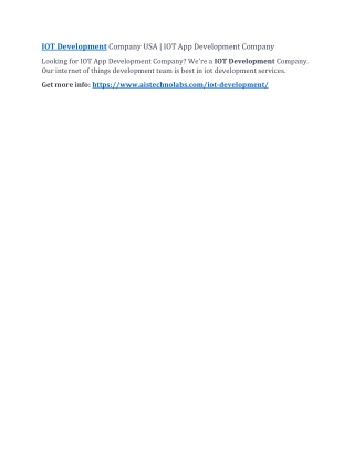 IOT Development Company USA | IOT App Development Company
