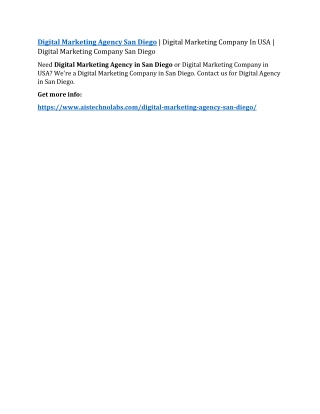 Digital Marketing Agency San Diego | Digital Marketing Company In USA | Digital Marketing Company San Diego