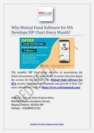 Why Mutual Fund Software for IFA Develops SIP Chart Every Month?