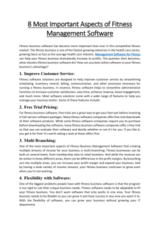 8 Most Important Aspects of Fitness Management Software