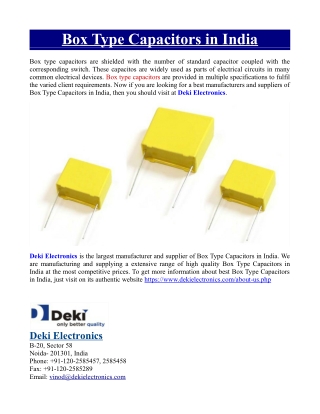 Box Type Capacitors in India