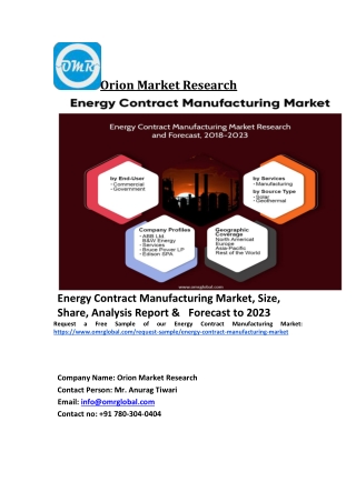 Energy Contract Manufacturing Market Trends, Size, Competitive Analysis and Forecast 2018-2023