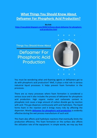 Know About Defoamer For Phosphoric Acid Production